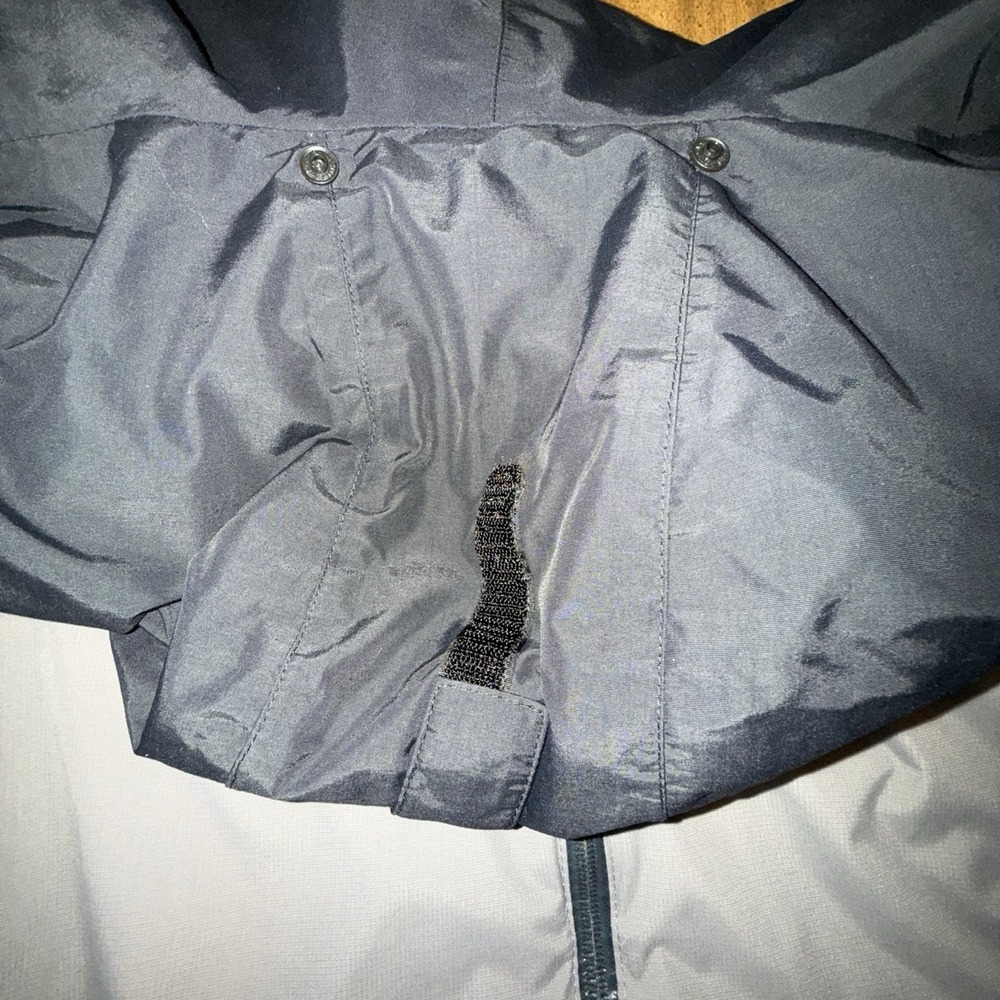 Lands End Jacket Mens Large Gray AquaCheck Thermolite Hooded Full Zip Nylon Coat - Picture 9 of 15